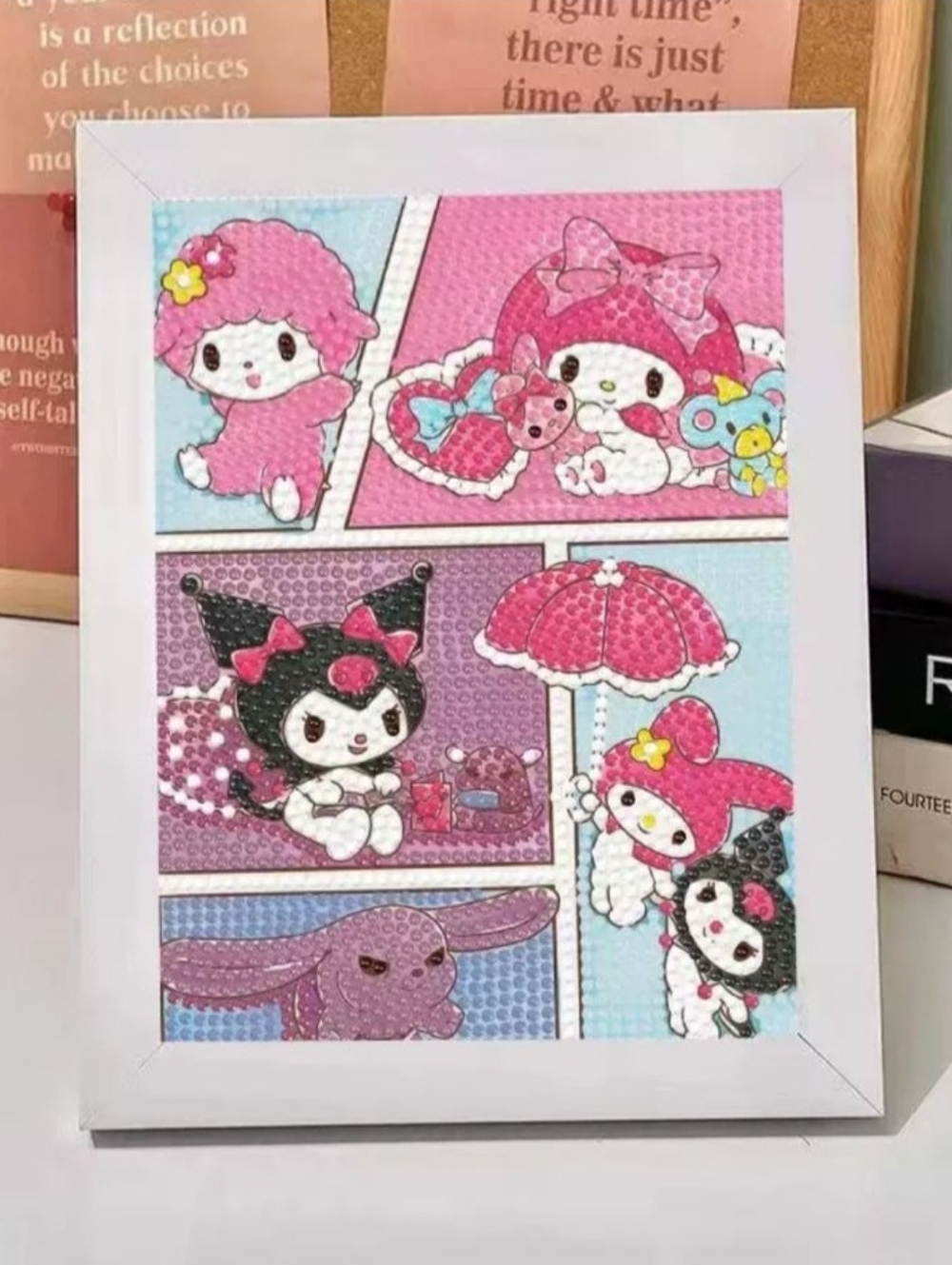 Brand New DIY Kuromi & My Melody Hearts Diamond Beads Art With Frame